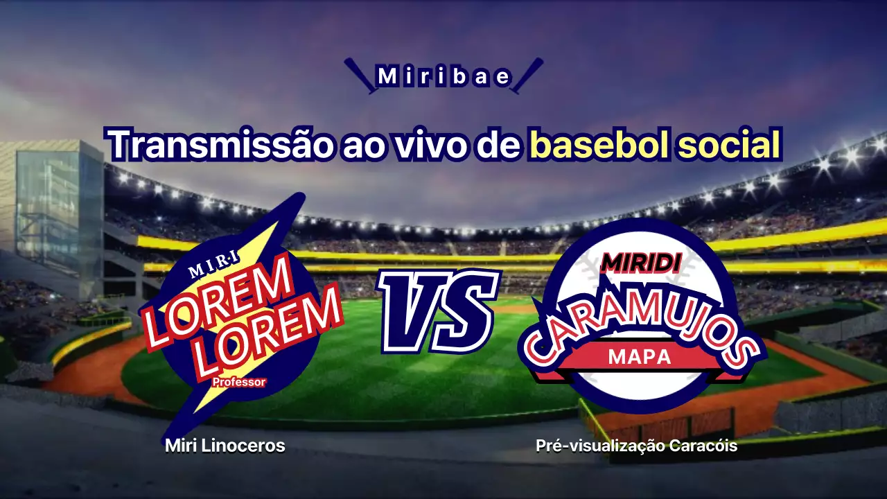 Transmissão em direto de basebol social Miribae com logótipo ilustrado