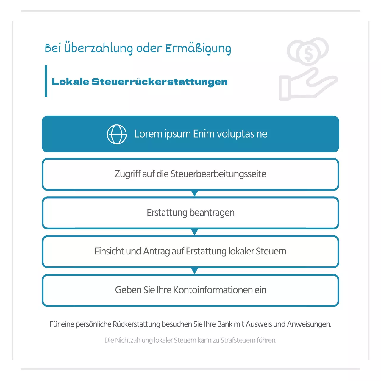 Werbung für eine einfache lokale Steuerberatungsfirma in Blau und Elfenbein