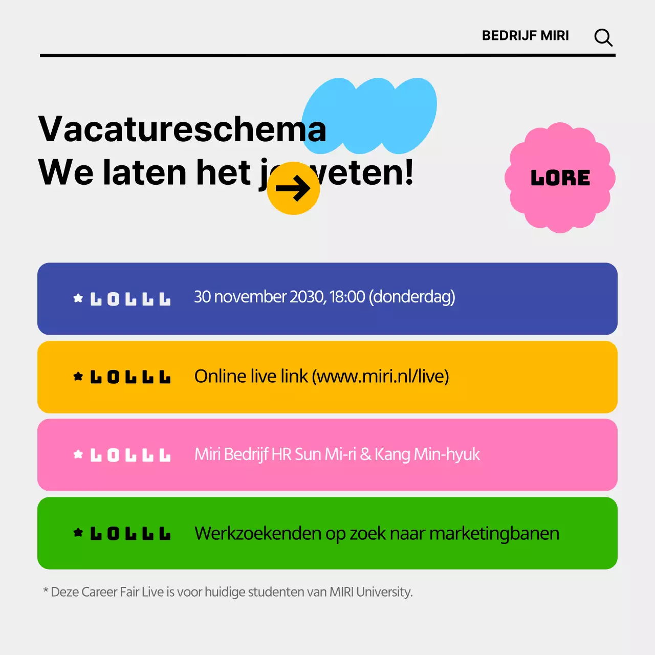 Online banenbeurzen met kleurrijke en leuke concepten