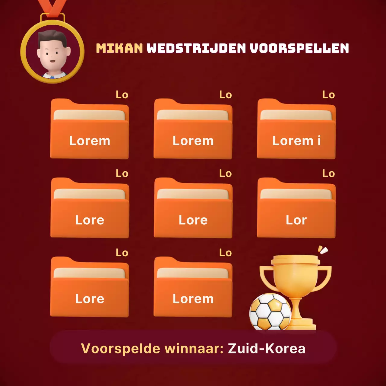 Wedstrijdvoorspellingen in een rode map