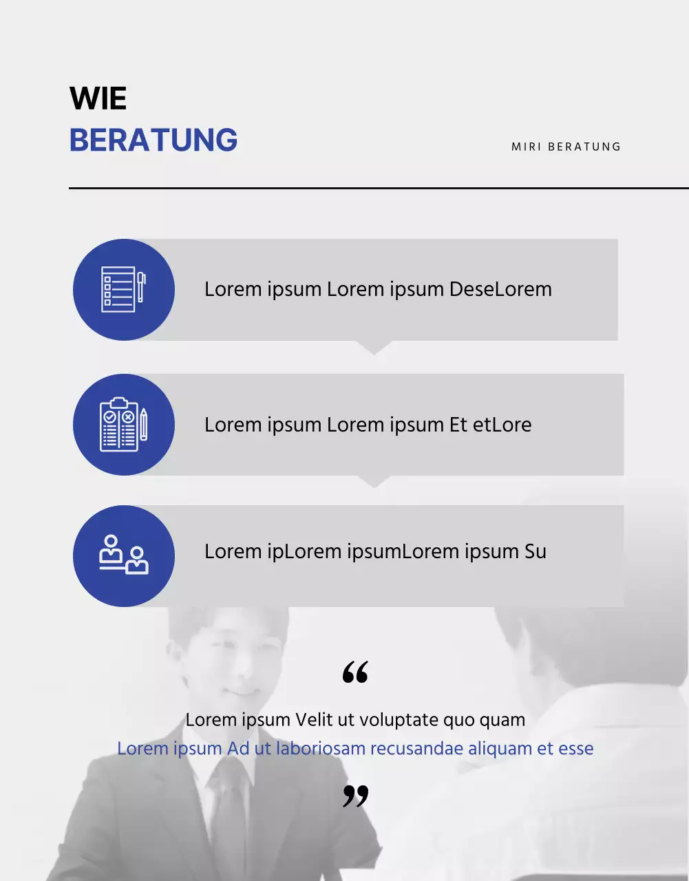 Blue and Monotone Job Interview Consultancy Detailseite