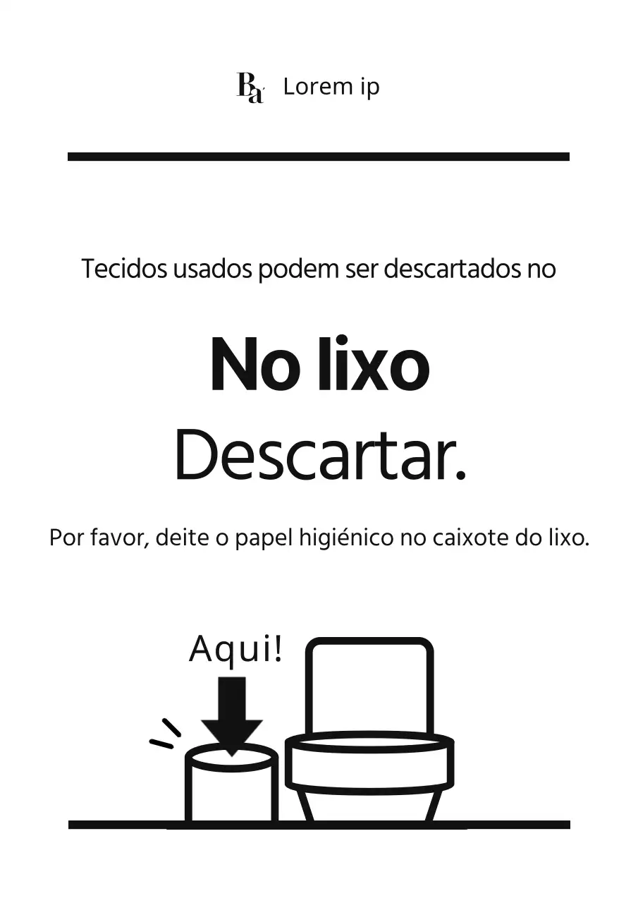 Instruções simples e pretas para as casas de banho das lojas