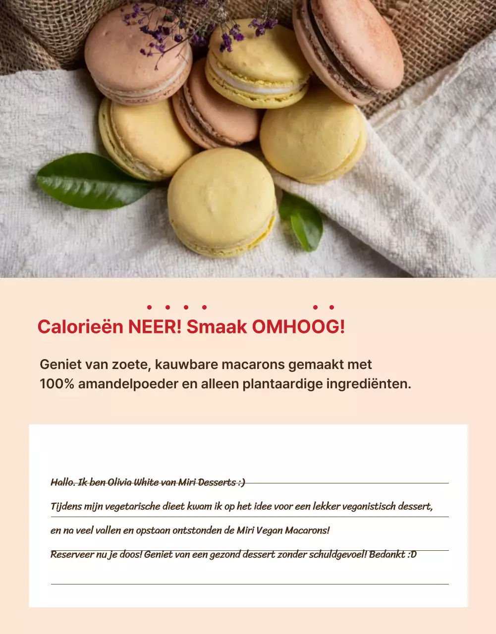 Introductie van de Vegan Macaron Funding met munt en rood