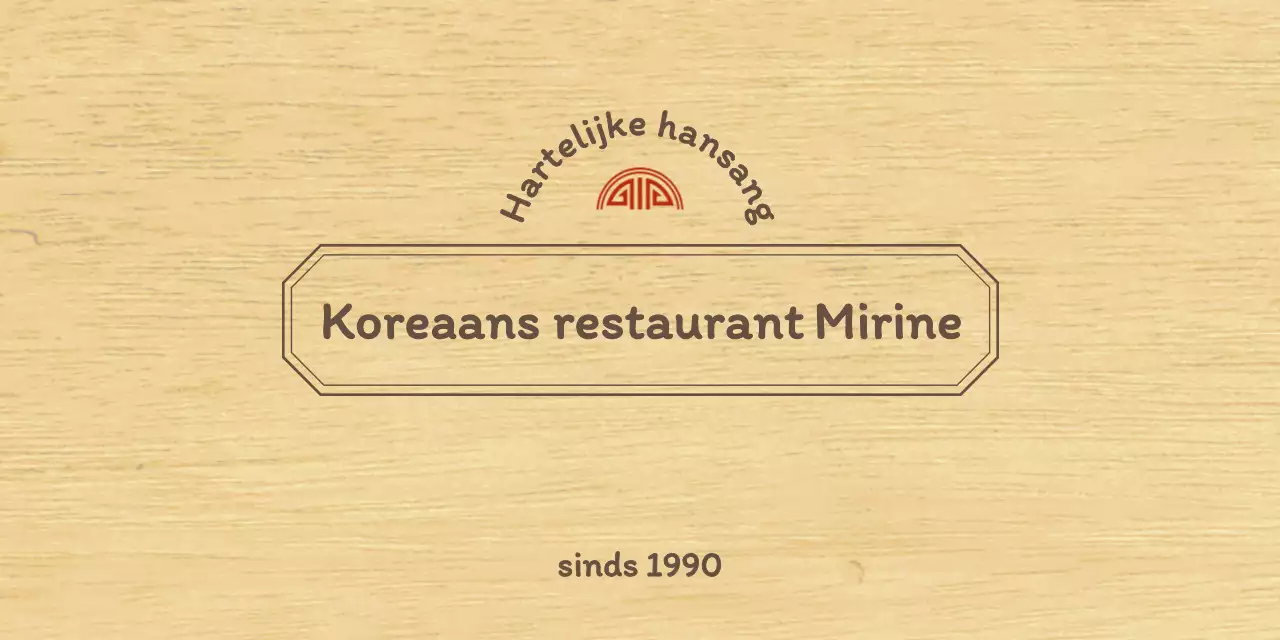 Koreaans restaurantontwerp met een strakke conceptuele rand in bruin en rood