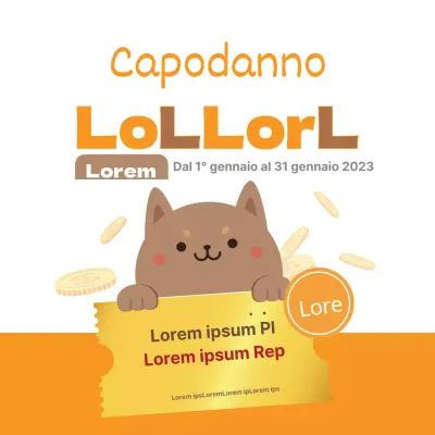 Una simpatica vendita di Capodanno con un'illustrazione di un cucciolo arancione