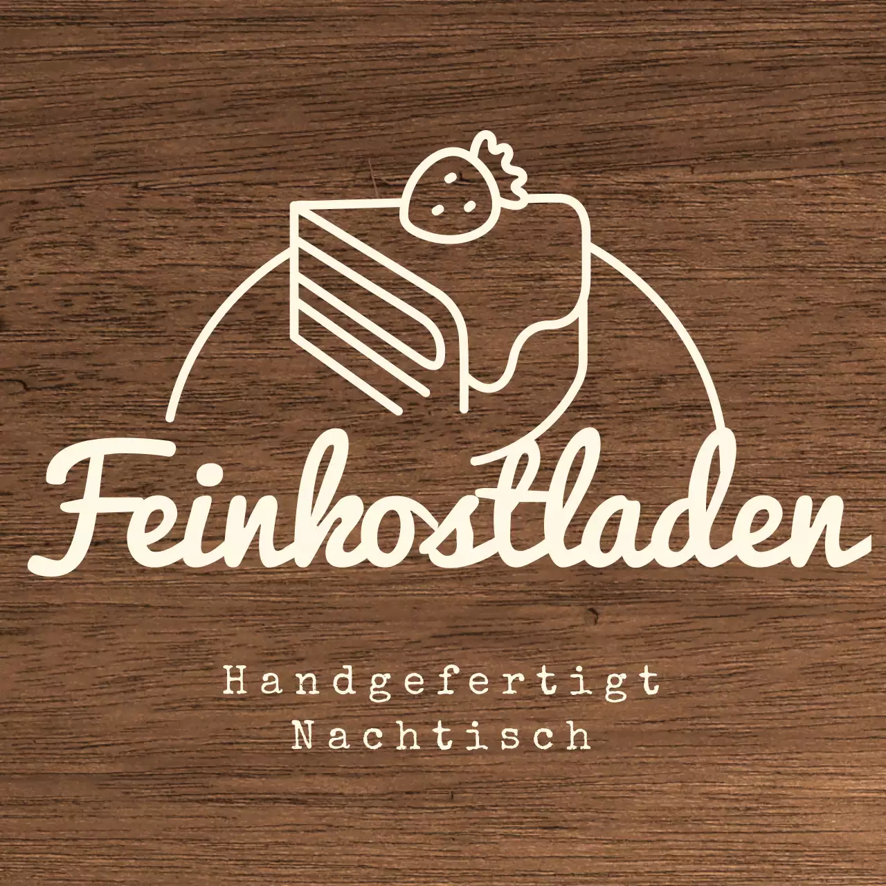 Dessert Cafe Beschilderung mit Elfenbein Text und Kuchen Linie Illustration