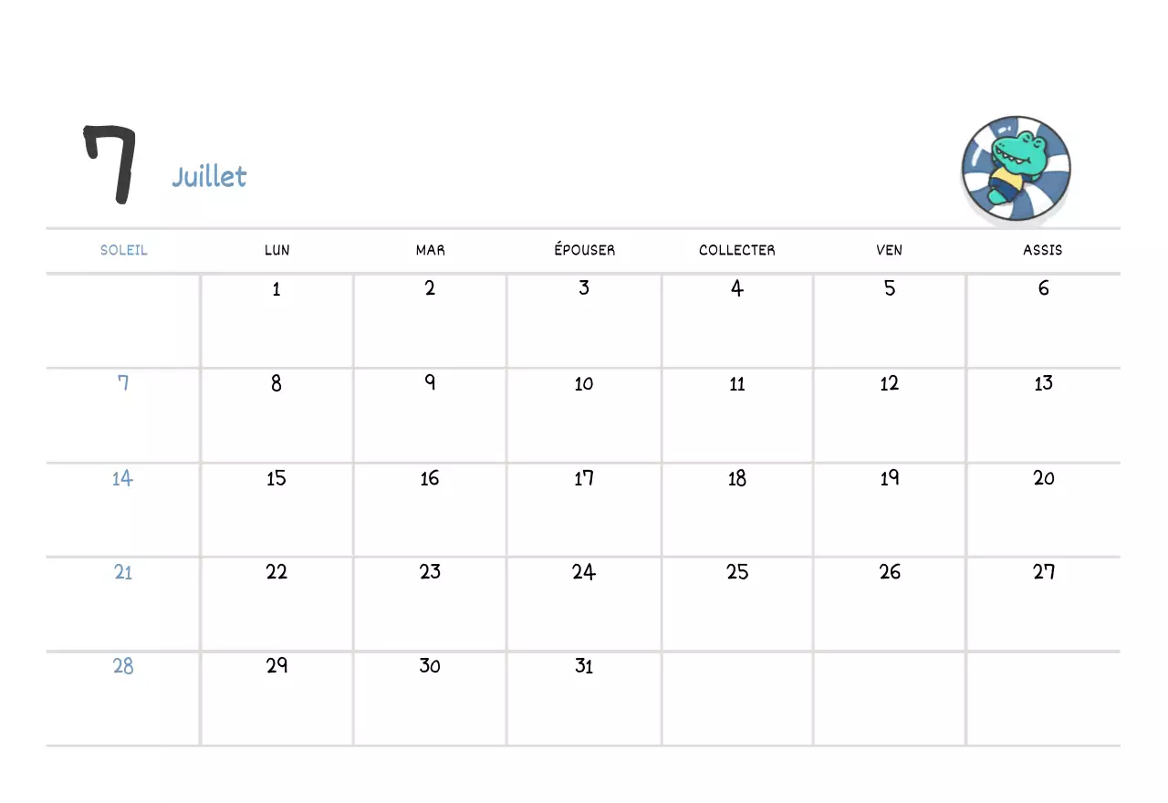Un calendrier avec un joli concept d'illustration d'Argo