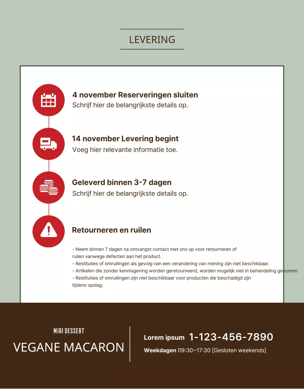 Introductie van de Vegan Macaron Funding met munt en rood