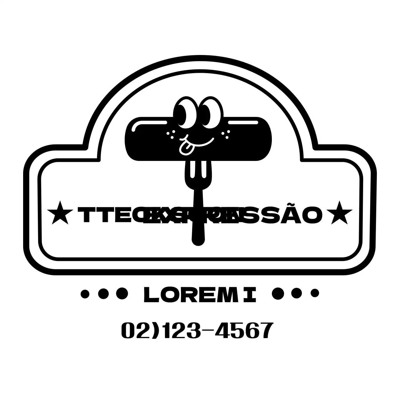 Um bistro retro com ilustrações pretas de tteokbokki