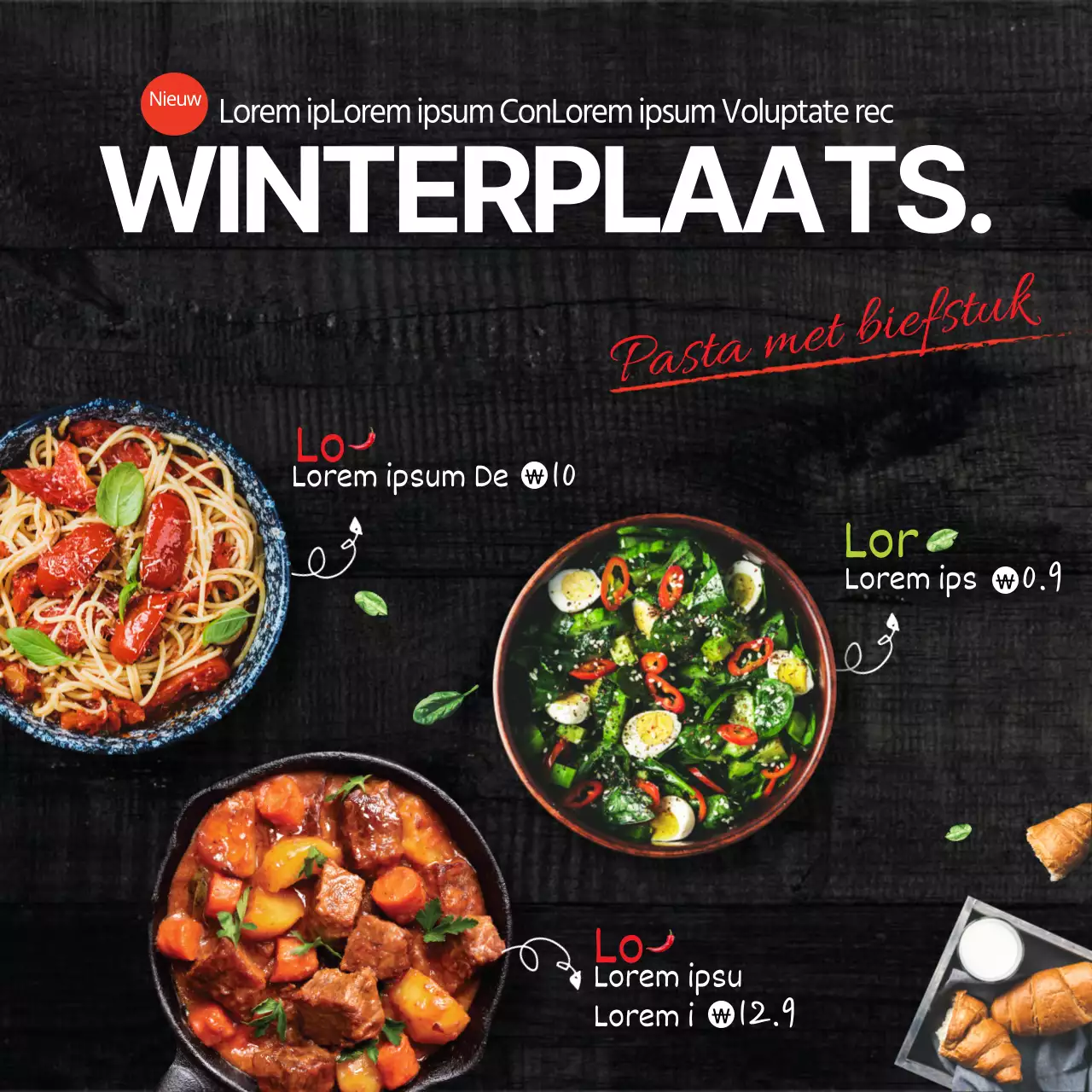 Steak Menu instellen