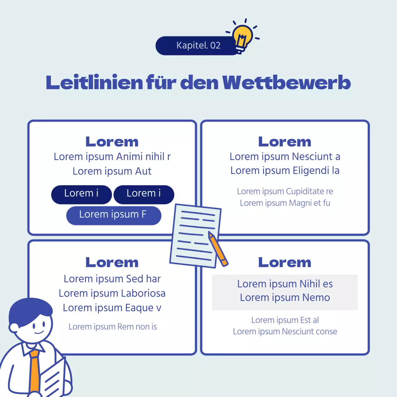 Interner Ideenwettbewerb mit blauem Sprechblasenkonzept