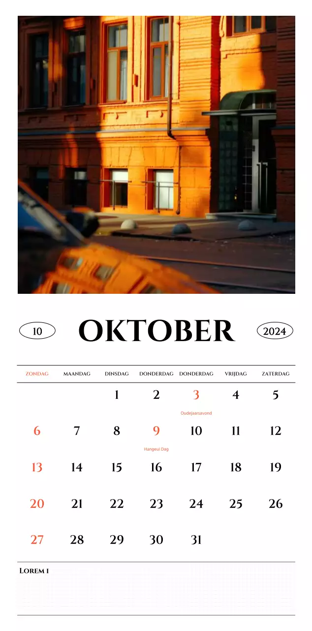 Eenvoudige stijl muurkalender met zwart-wit emotionele reisfotografie concept