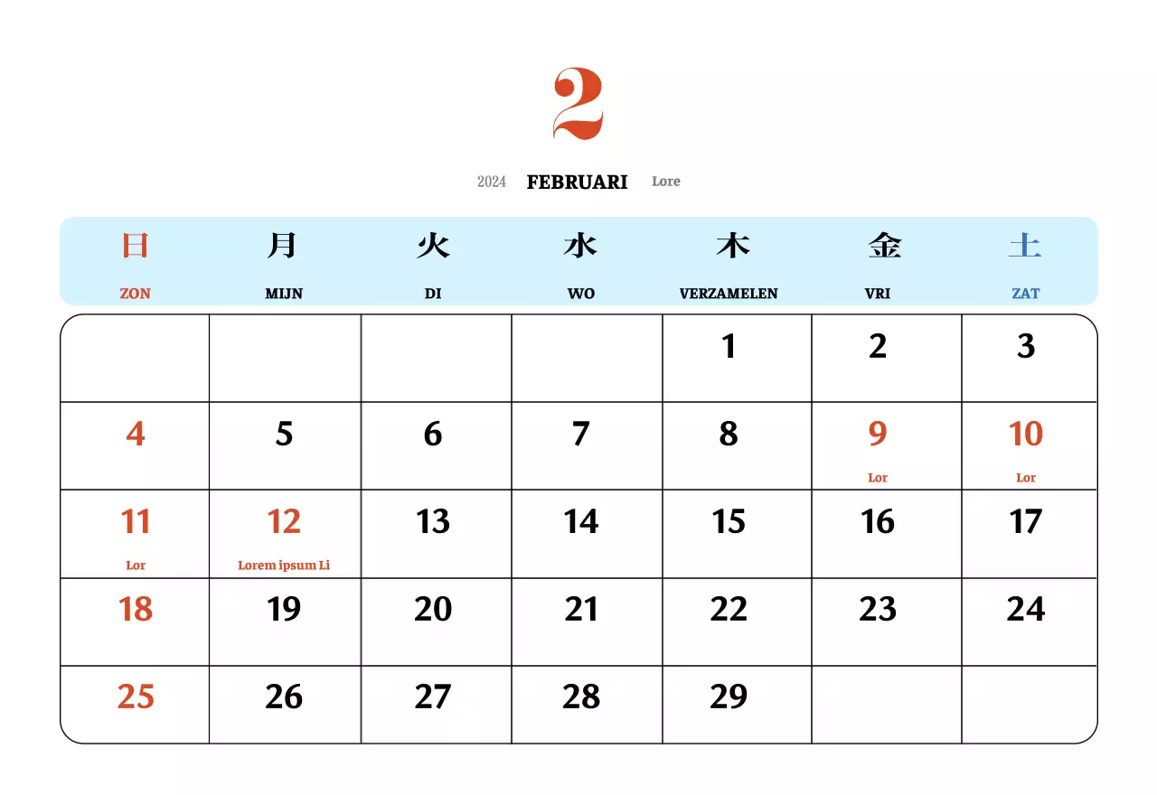Retro concept nostalgiekalender in rood en blauw
