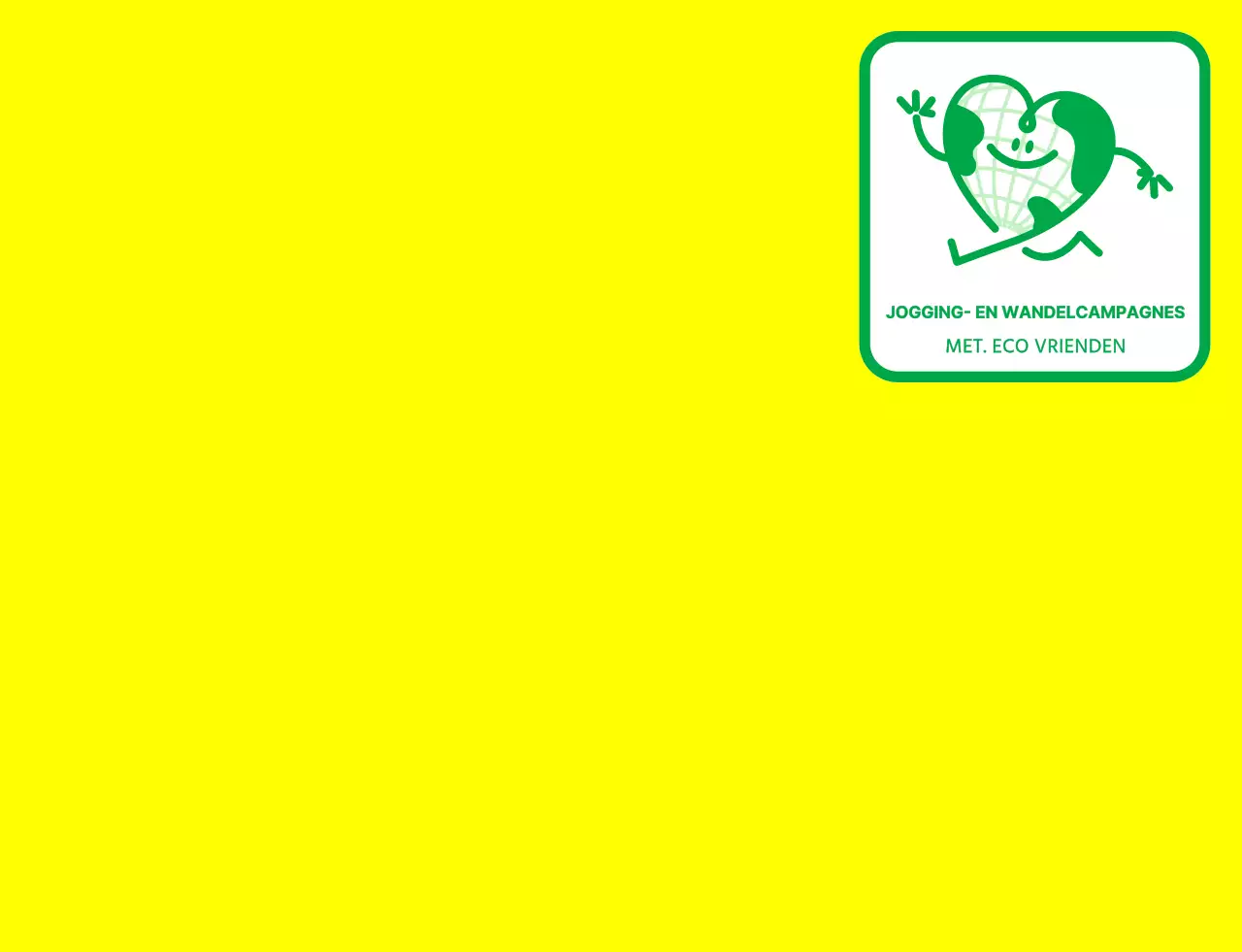 Embleemlogo concept met een schattig aarde karakter in geel en groen voor een wereldwijde milieu campagne organisatie.