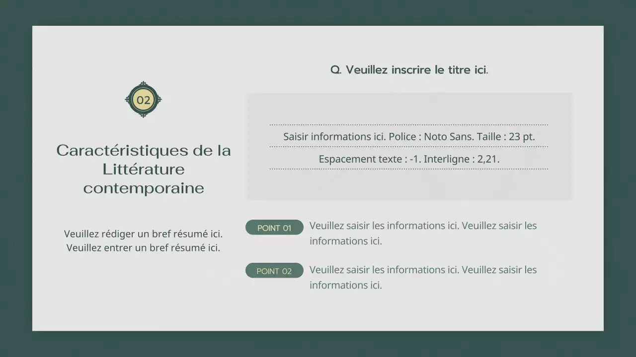 Atmosphère verte et apaisante Cours de littérature moderne