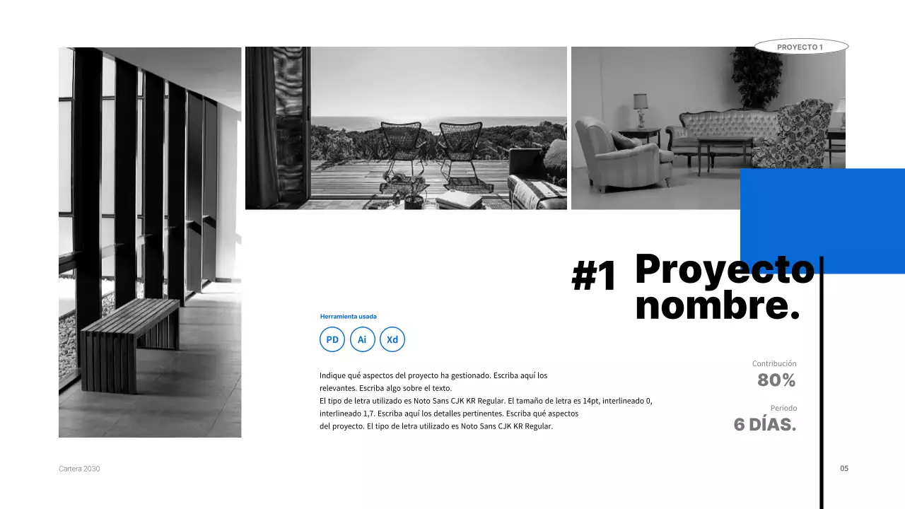 Una cartera azul y organizada