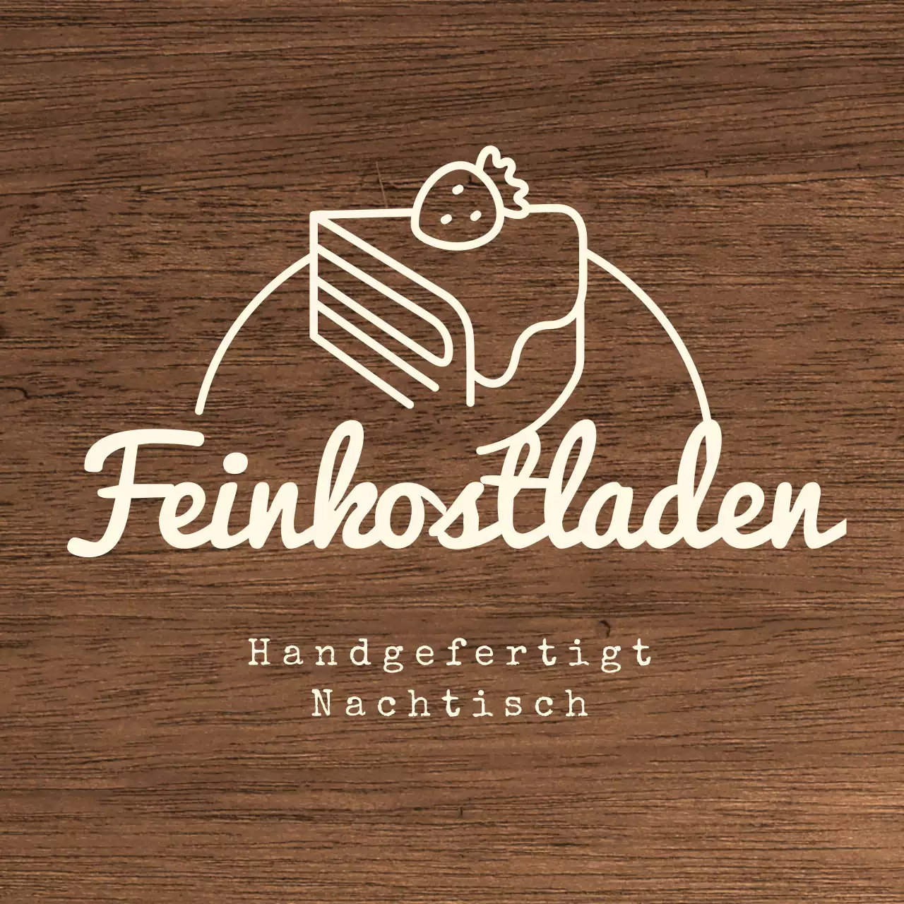 Dessert Cafe Beschilderung mit Elfenbein Text und Kuchen Linie Illustration