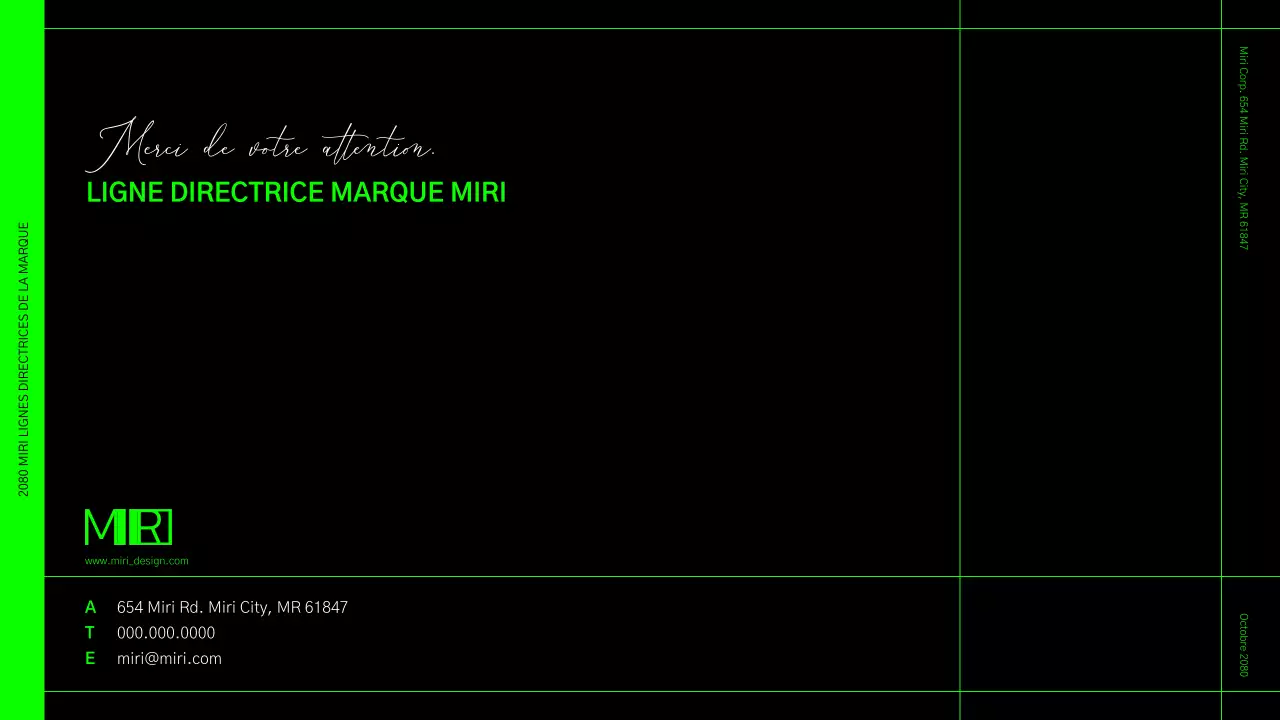 Lignes directrices relatives à l'identité de la marque dans un format quadrillé vert lime et noir