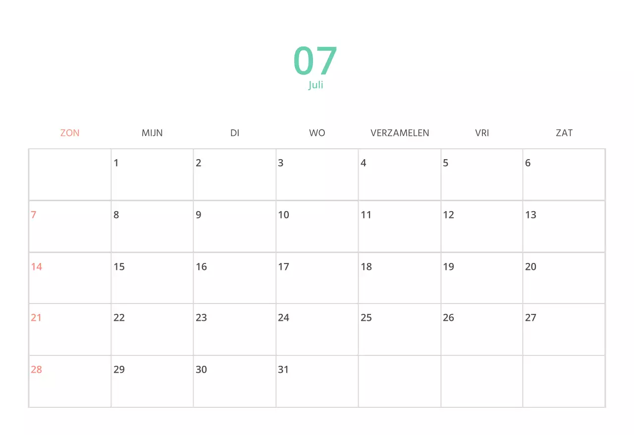 Schattige geïllustreerde groene bureaukalender met familiethema