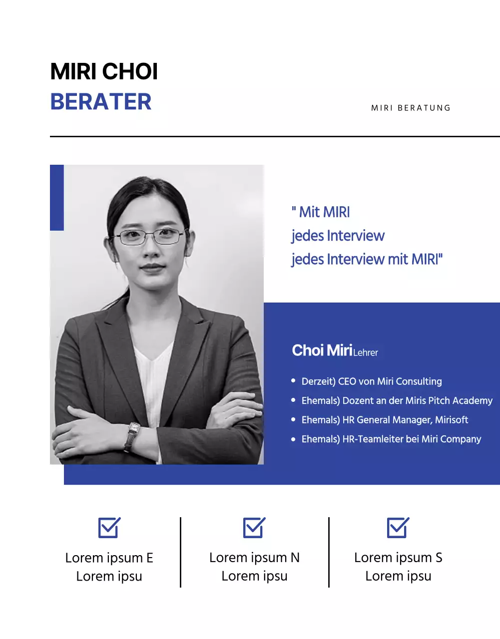 Blue and Monotone Job Interview Consultancy Detailseite