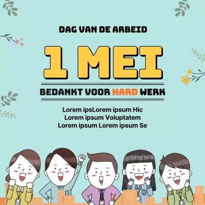 Lichtblauwe en gele werknemersgroeten voor bedrijven (sociale mediapleinen)