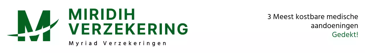 Een eenvoudig ontwerp met een groen logo en de naam van de verzekeraar en een beschrijving van het verzekeringsproduct
