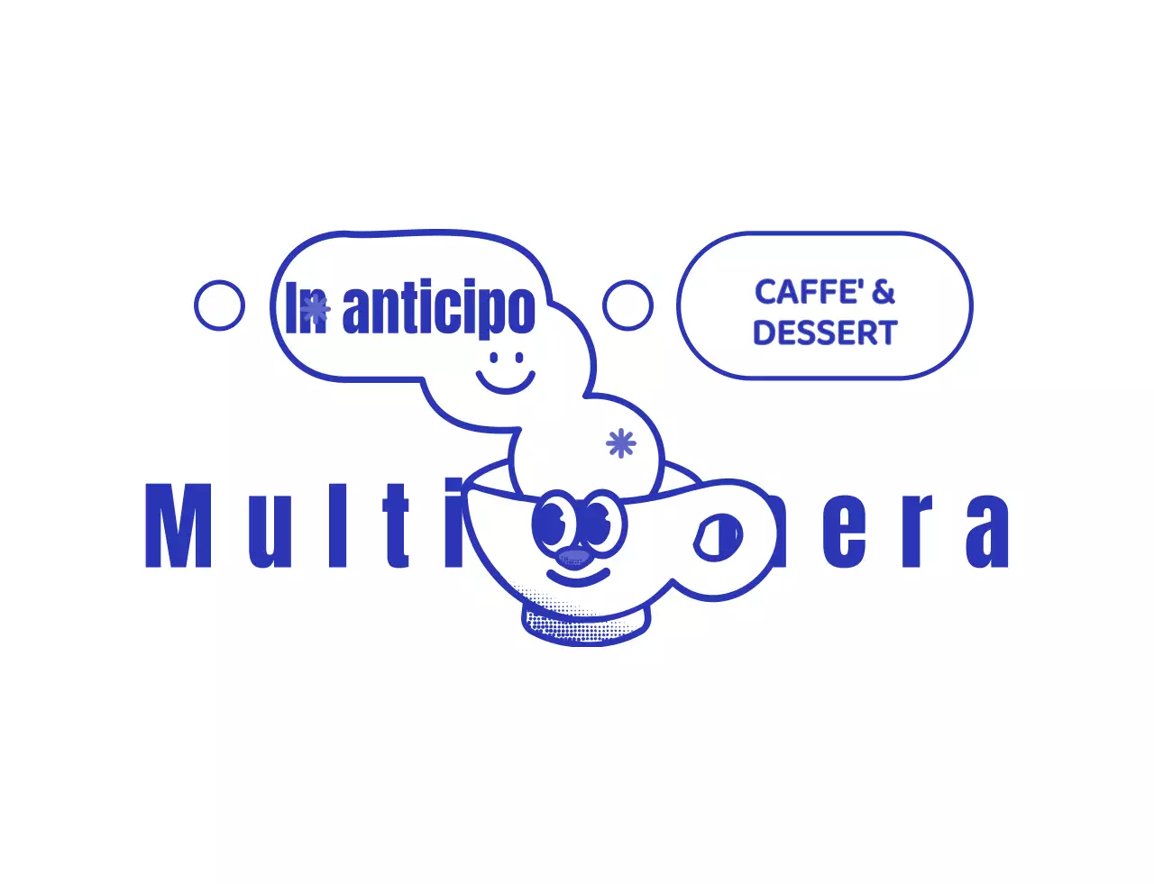 Blu navy e bianco tazza carino carattere caffè stile negozio logo