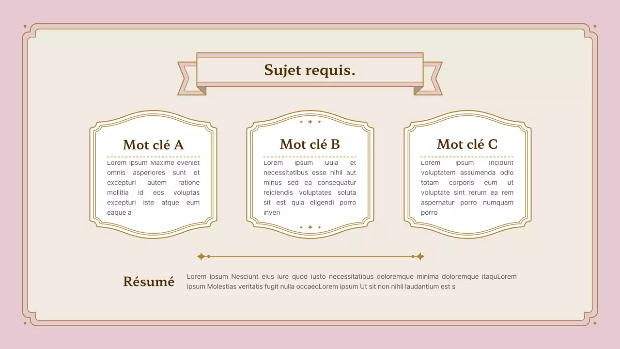 Kit de présentation du cadre vintage en rose et or