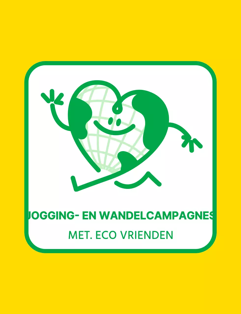 Embleemlogo concept met een schattig aarde karakter in geel en groen voor een wereldwijde milieu campagne organisatie.