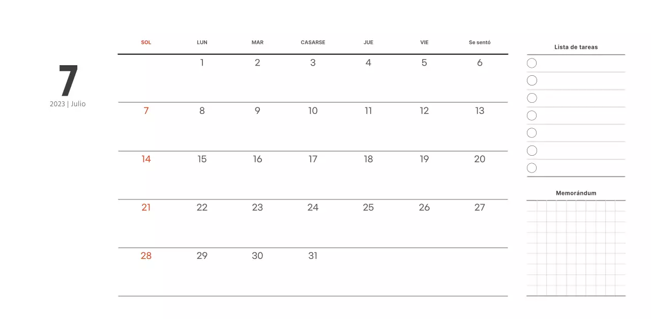 Calendario de cafetería de estilo sencillo y moderno