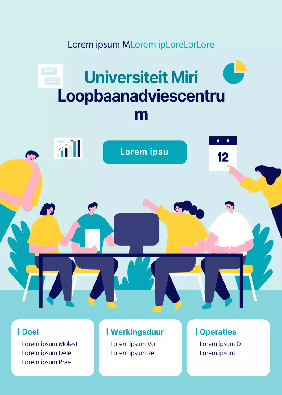 Een lichtblauwe, minimalistische universiteitsloopbaangids