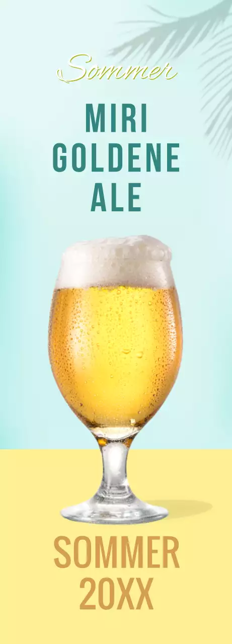 Bierwerbung mit hellblauem und gelbem Farbverlauf