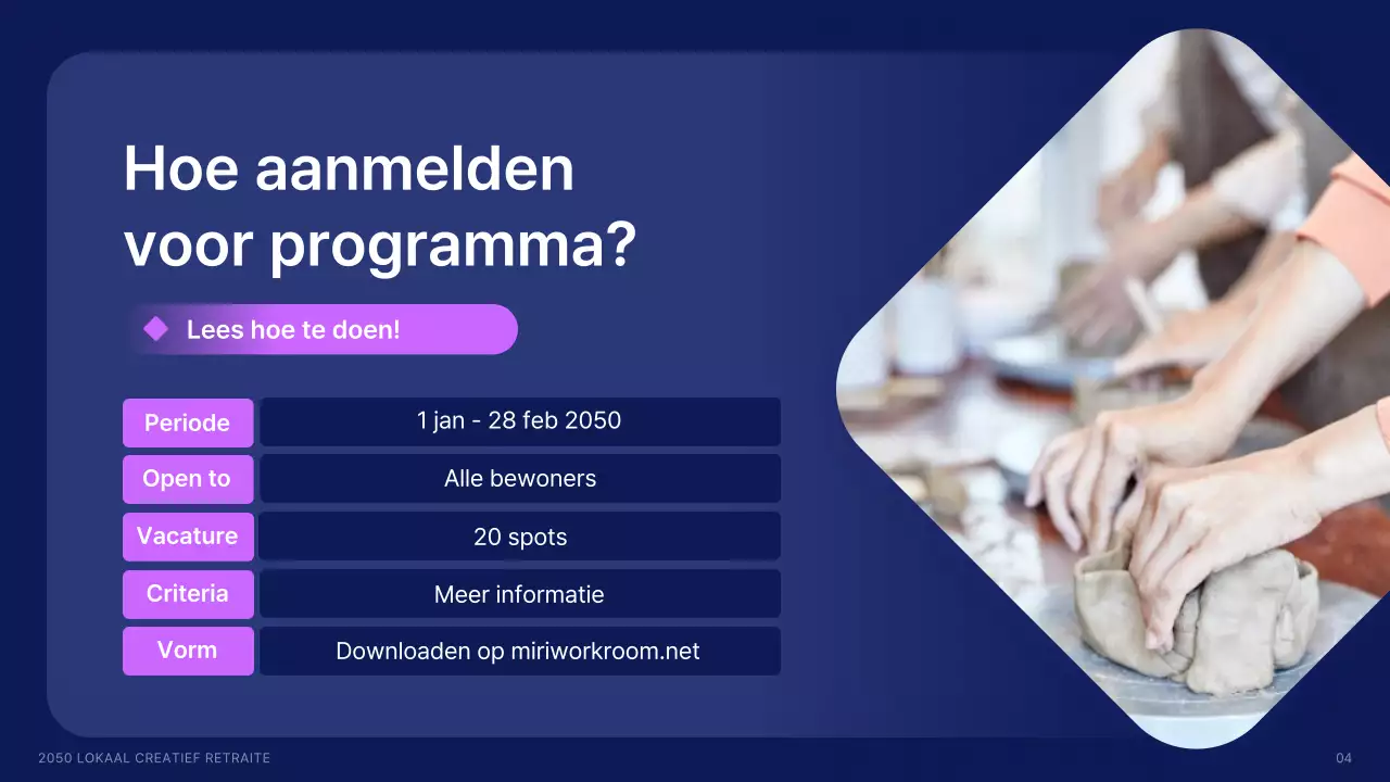 Lokale creatieven werven met vormen in marineblauw en accentkleuren