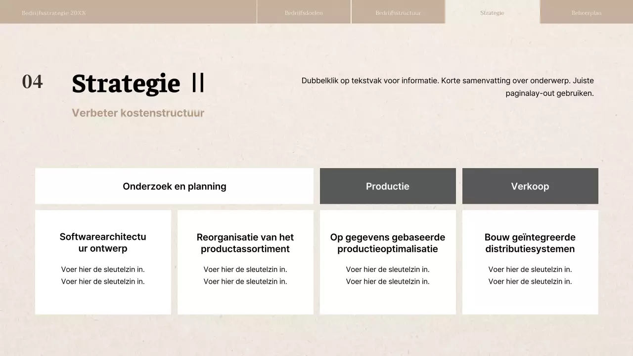 Rapport over bedrijfsstrategie met beige papiertextuur