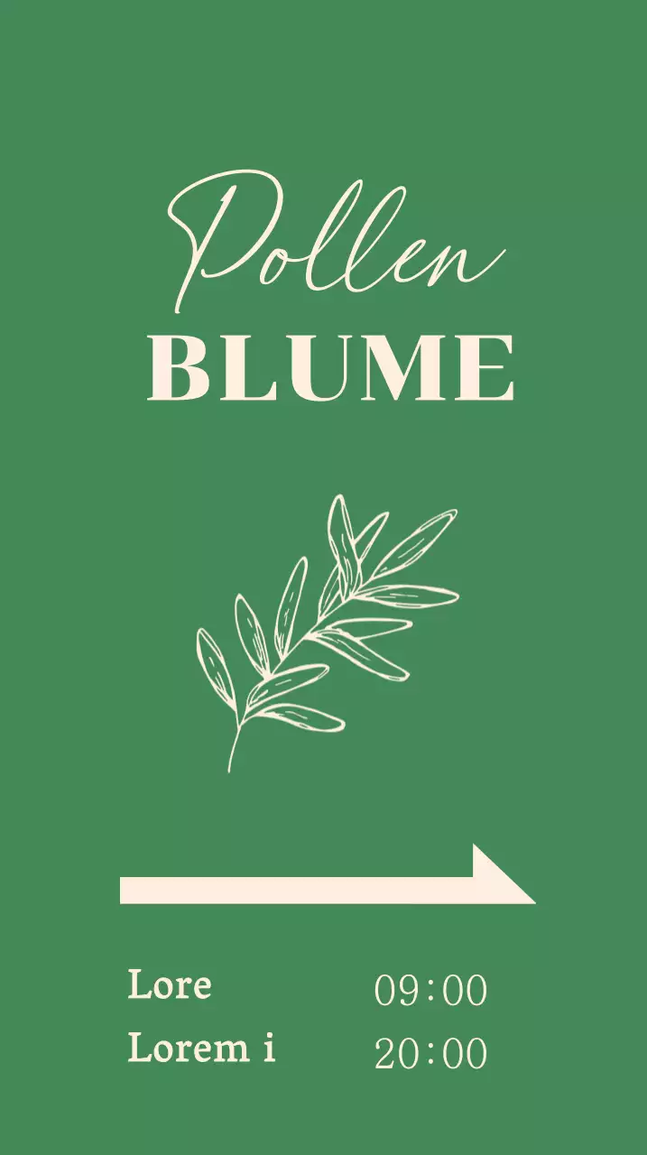 Blumenladenschild mit botanischen Illustrationen auf grünem Hintergrund