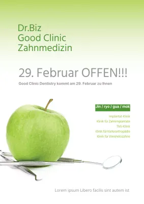 Zahnmedizinische Fachgebiete und Praxen mit Fotos in grün