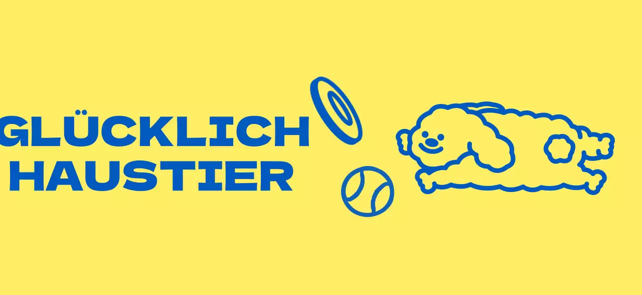 Haustierbedarf Shop-Design mit niedlichen gelben und blauen Hundezubehör und Welpen Charakter Illustrationen