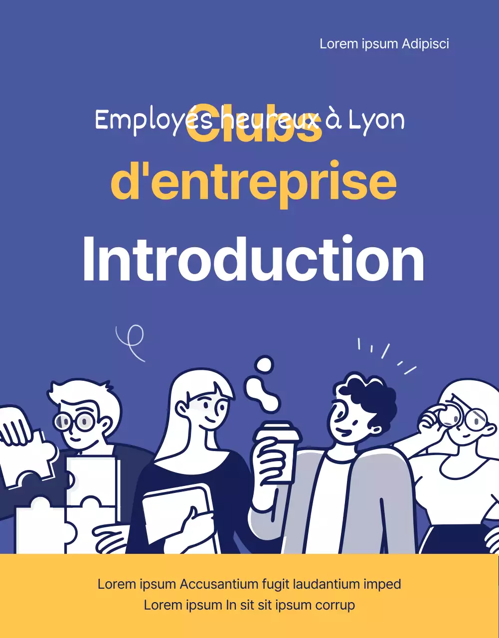 Illustration d'un environnement de travail mauve et jaune