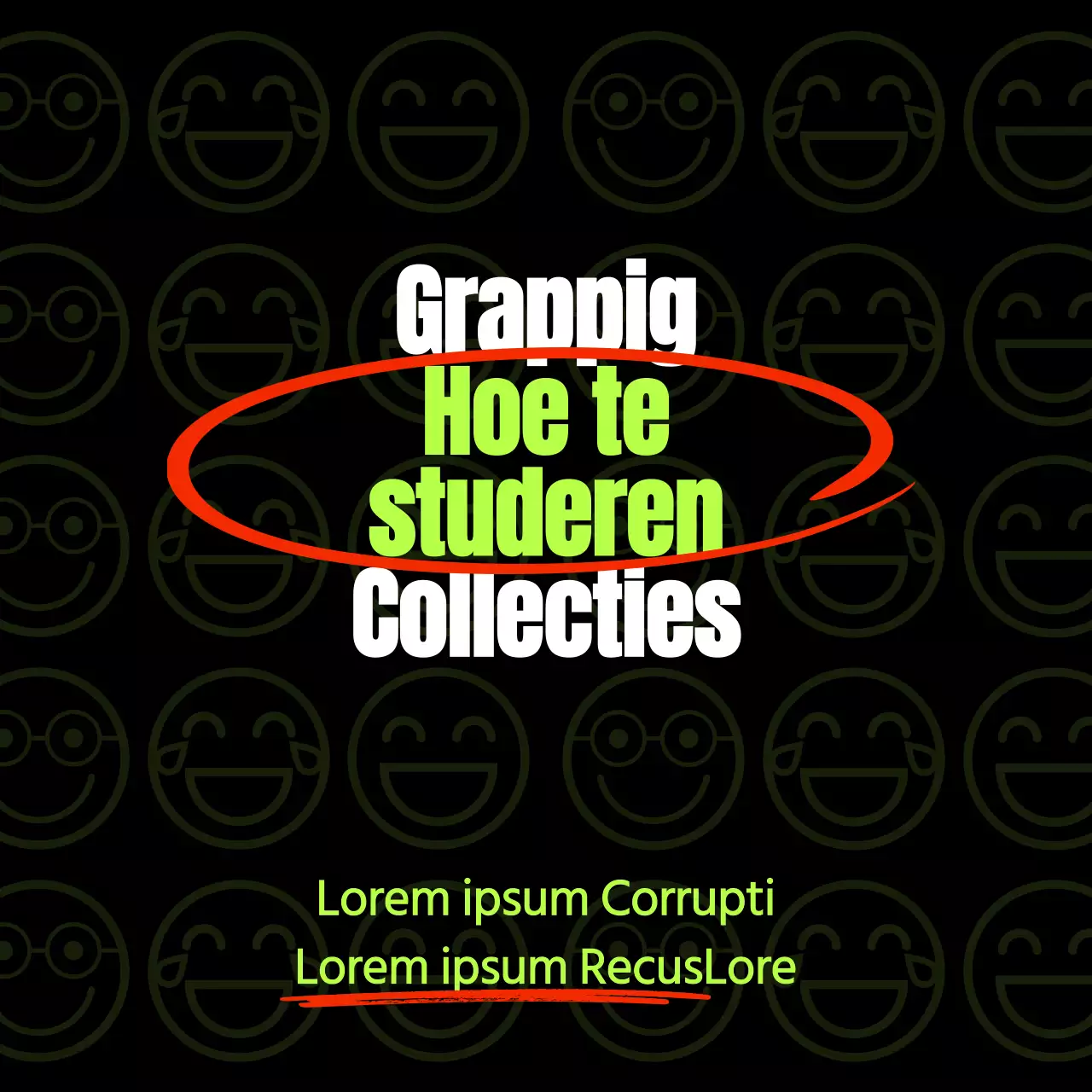 Een strak, zwart en fluorescerend sjabloon voor de inhoud van de studiegids