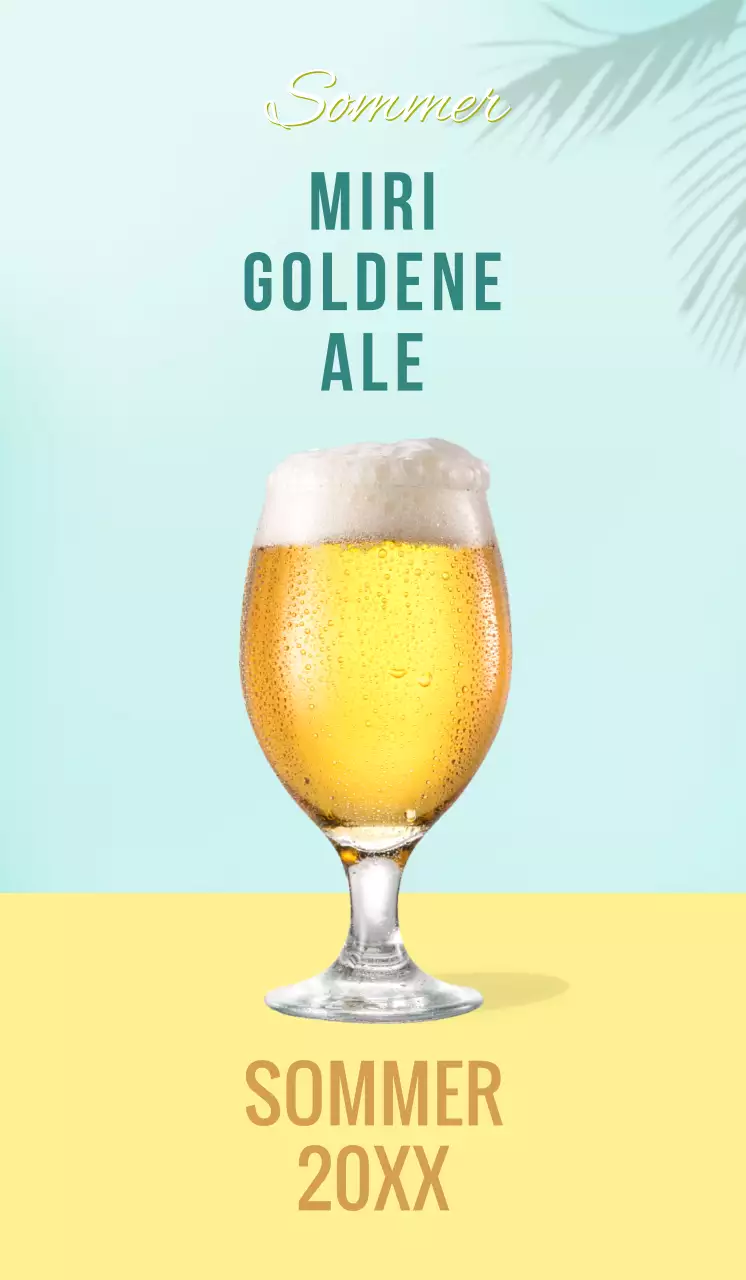 Sommerbier mit Palmen auf einem hellblauen Hintergrund