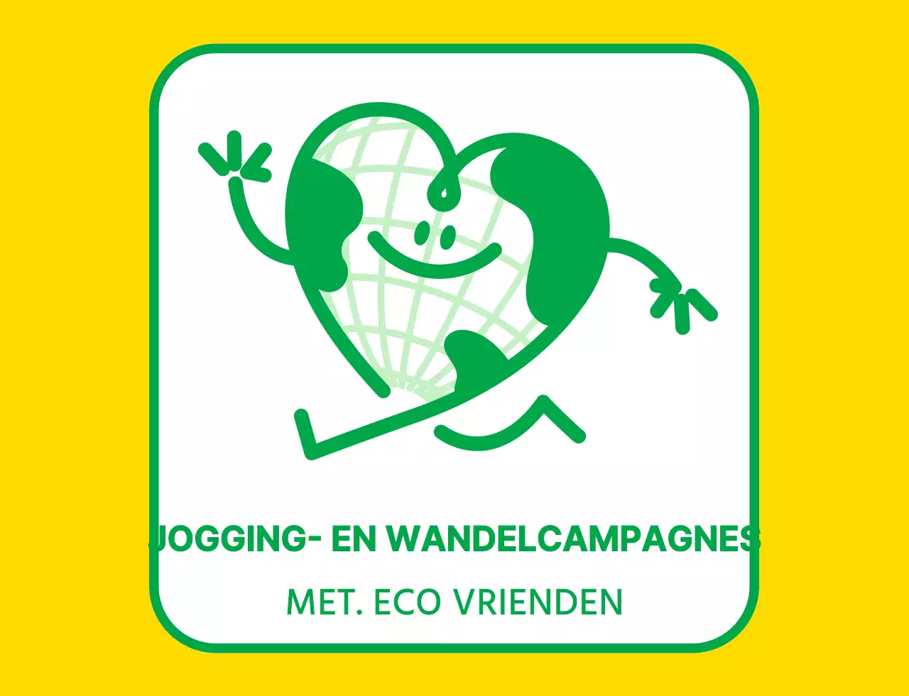 Embleemlogo concept met een schattig aarde karakter in geel en groen voor een wereldwijde milieu campagne organisatie.