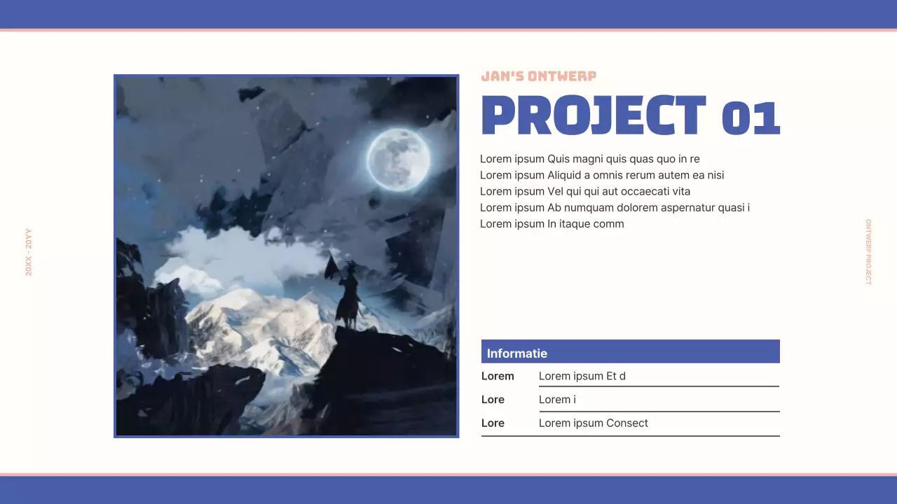 Design portfolio voor een vintage retro concept in marineblauw en geel