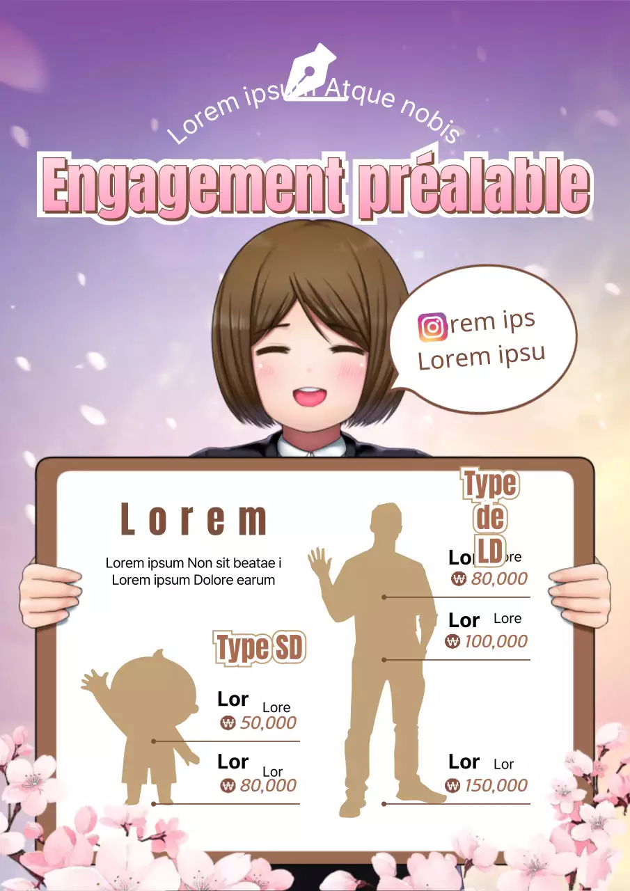 Pink Brown Japanese Anime Inspired Illustration Concept Commission Pricing Guide Theme