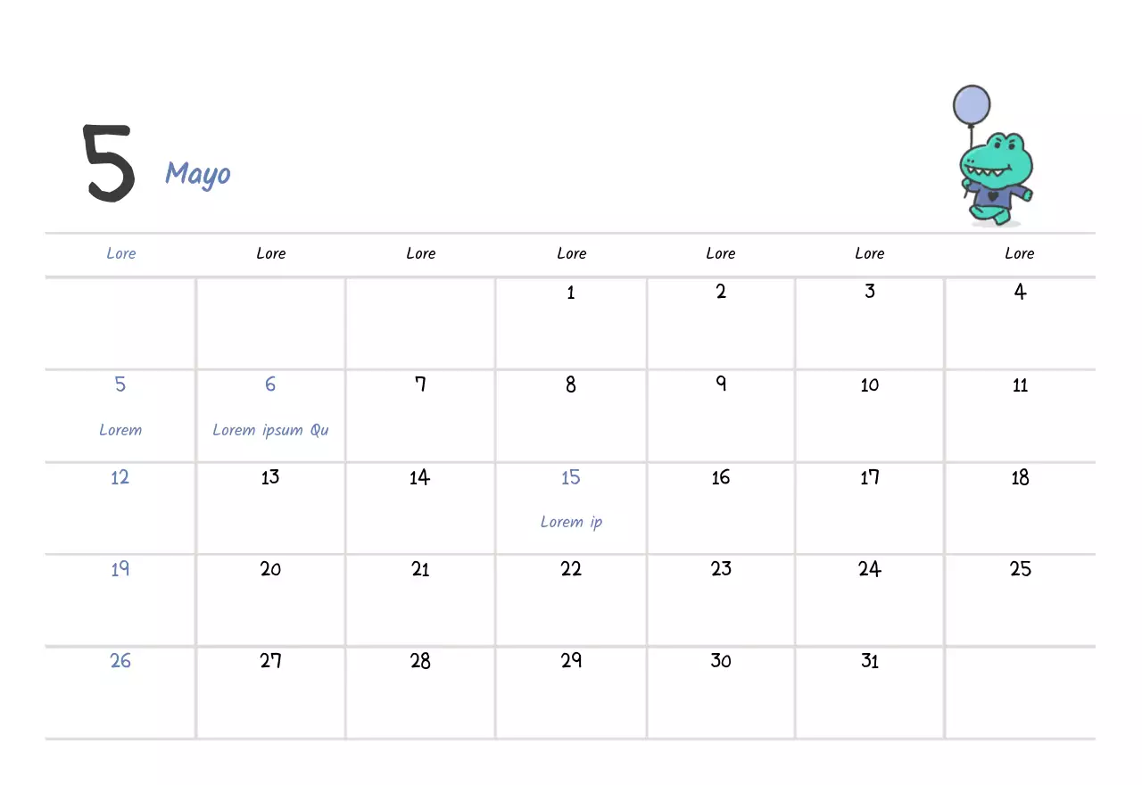 Un calendario con un bonito concepto de ilustración de Argo
