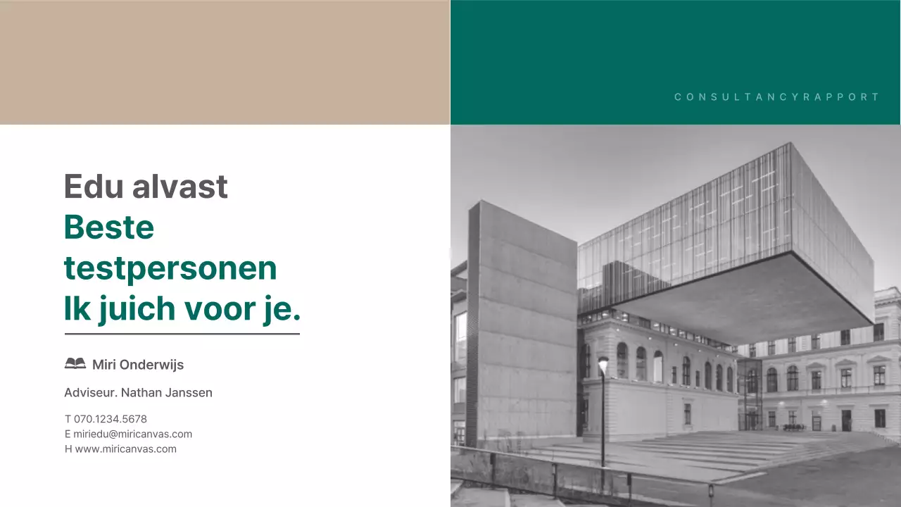 Een modern analyseverslag van het toelatingsadvies in groen en beige