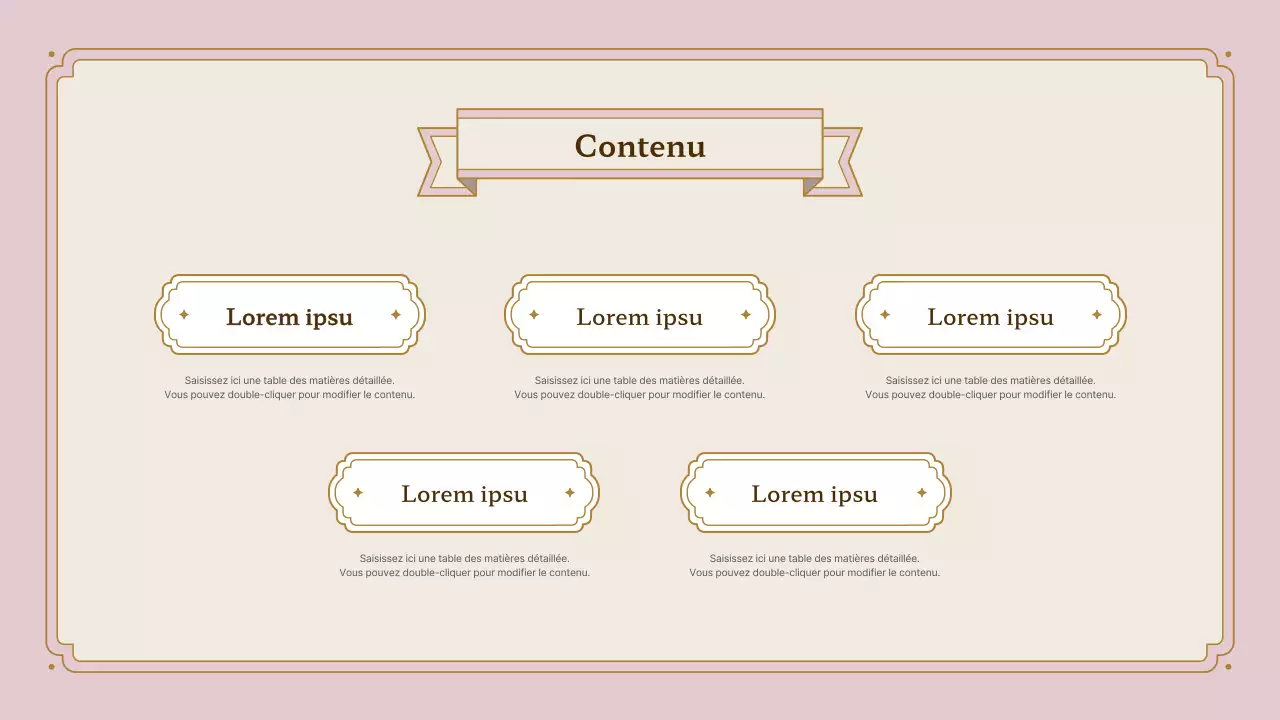 Kit de présentation du cadre vintage en rose et or