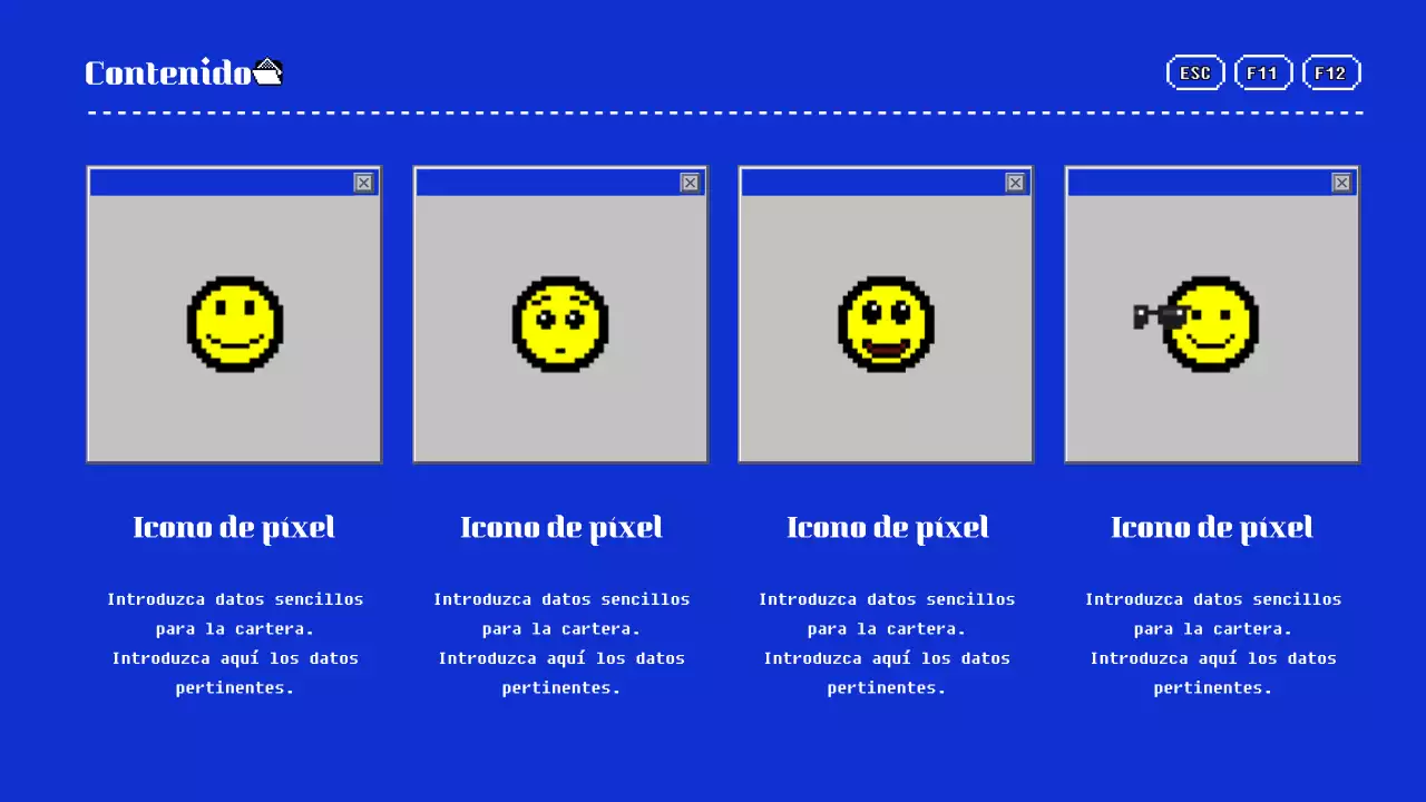 Presentación de la cartera en azul y amarillo