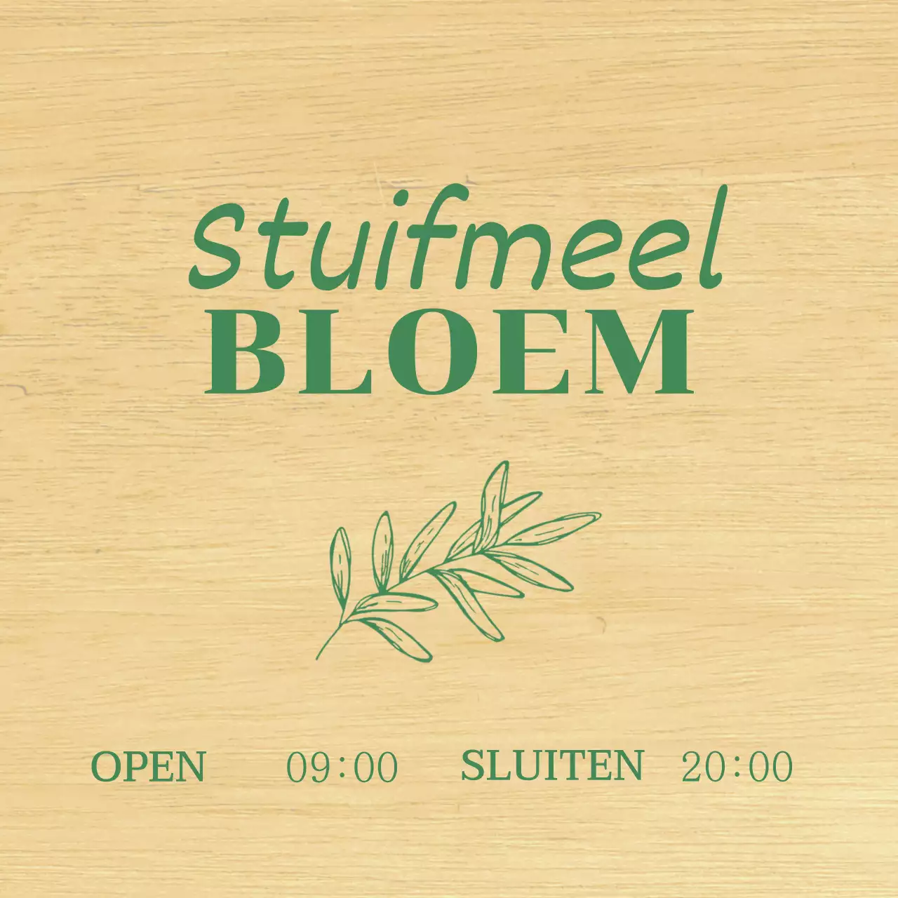 Bloemenwinkel ontwerp met groene, handgeschetste botanische illustraties