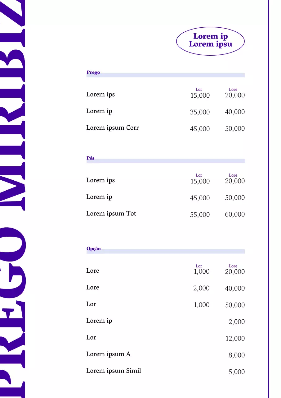 Ementa simples de salão de beleza em roxo