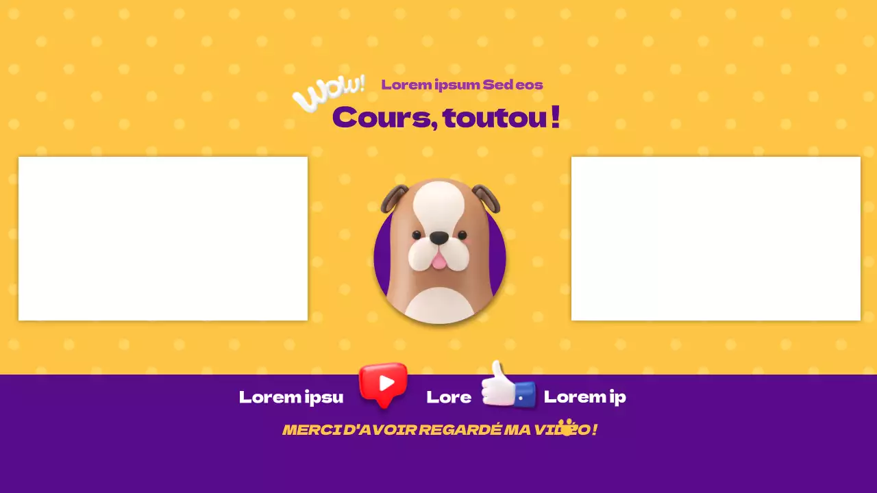 Illustration 3D d'un chien jaune et violet Chaîne